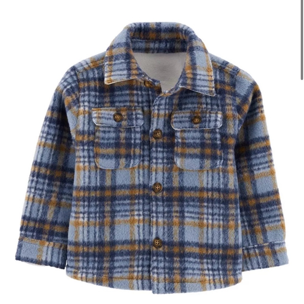 Carter’s Toddler Boys Plaid Fleece Lined Shacket Plaid Jacket